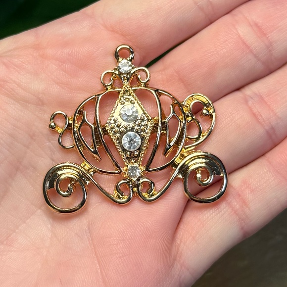 NEW Large Rhinestone Cinderella Carriage Pendant diy Jewelry Making Charm - Picture 14 of 14